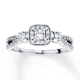 Now + Forever Diamond Engagement Ring 1/2 ct tw Princess-cut 14K White Gold