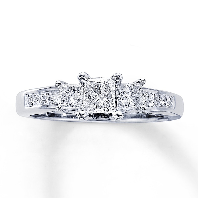 Three-Stone Diamond Ring 1 ct tw Princess-cut 14K White Gold