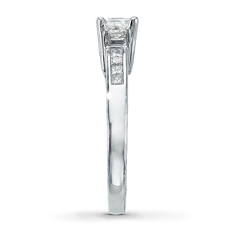 Main Image 3 of Now + Forever Three-Stone Diamond Ring 1 ct tw Princess-cut 14K White Gold