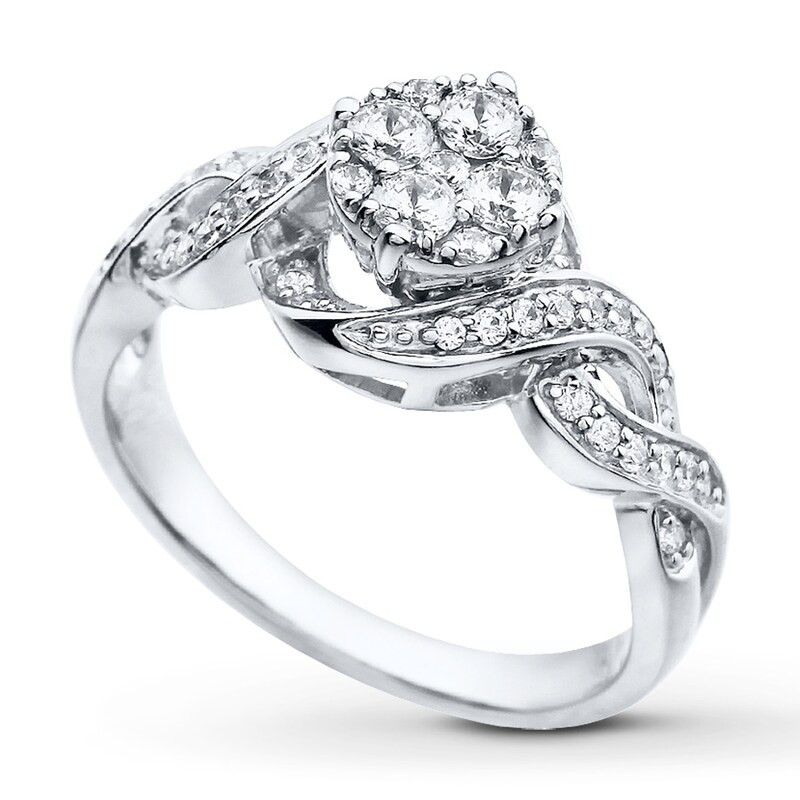 Diamond Engagement Ring 1/2 ct tw Round-Cut 10K White Gold