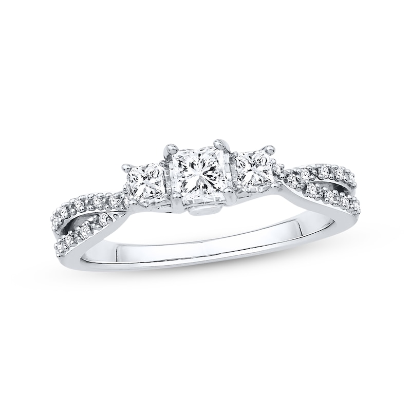 Memories Moments Magic Diamond Engagement Ring 1/2 ct tw Princess-cut 14K White Gold