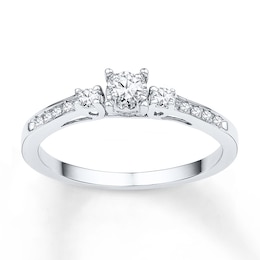 Three-Stone Promise Ring 1/6 ct tw Diamonds 10K White Gold