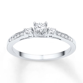 Diamond Three-Stone Promise Ring 1/6 ct tw 10K White Gold