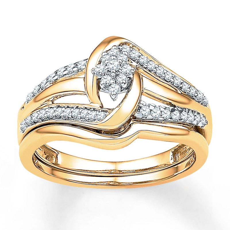 Main Image 1 of Now + Forever Diamond Bridal Set 1/4 ct tw Round-cut 10K Yellow Gold