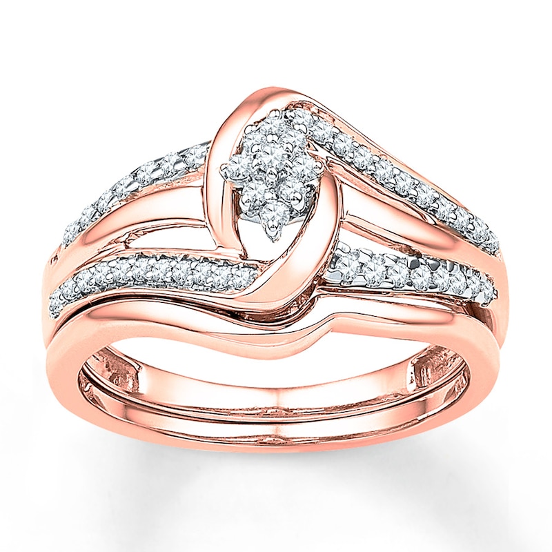 Main Image 1 of Now + Forever Diamond Bridal Set 1/4 ct tw Round-cut 10K Rose Gold