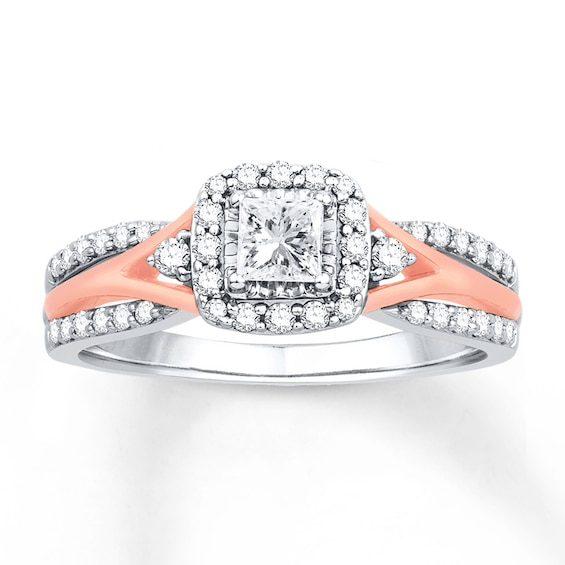 Now + Forever Diamond Engagement Ring 5/8 Carat tw 14K Two-Tone Gold