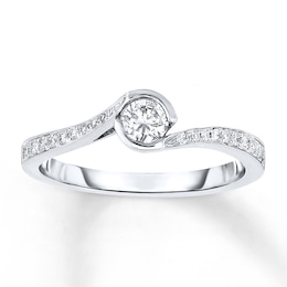 Now + Forever Diamond Engagement Ring 1/4 ct tw Round-cut 10K White Gold