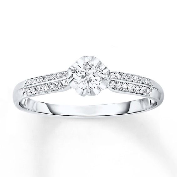 Now + Forever Diamond Engagement Ring 1/3 ct tw Round-cut 10K White Gold