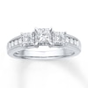 Thumbnail Image 0 of Three-Stone Diamond Ring 5/8 ct tw Princess-cut 10K White Gold