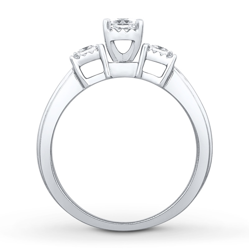 Main Image 2 of Memories Moments Magic Three-Stone Diamond Ring 5/8 ct tw Princess-cut 10K White Gold