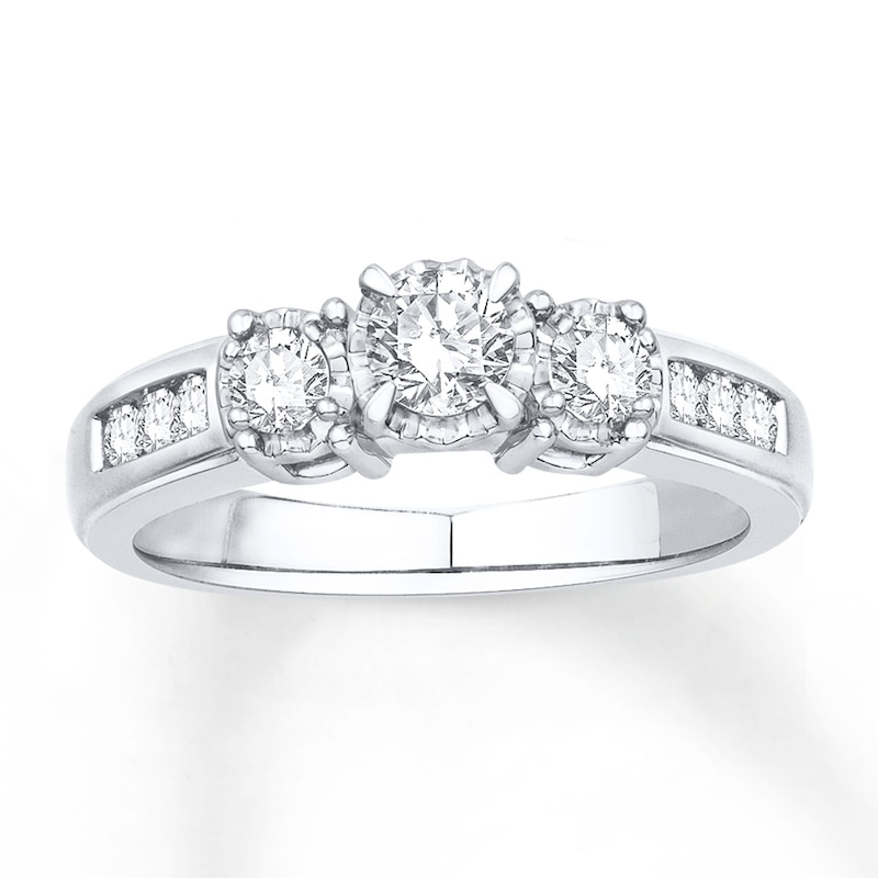 Main Image 1 of Memories Moments Magic Three-Stone Ring 5/8 ct tw Diamonds 10K White Gold