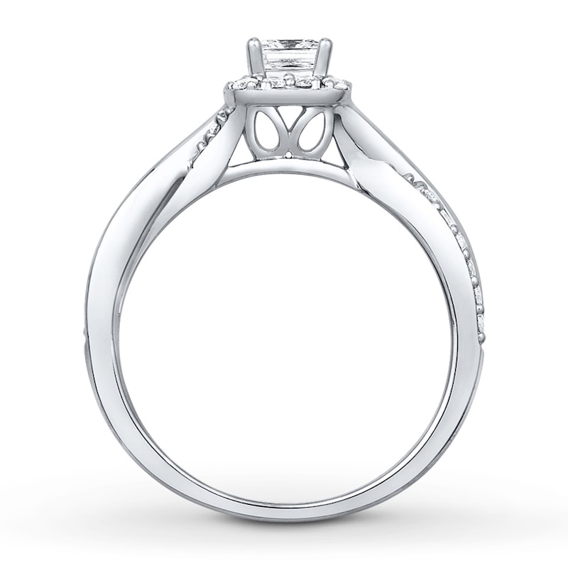 Engagement Ring 1/2 ct tw Diamonds 10K White Gold