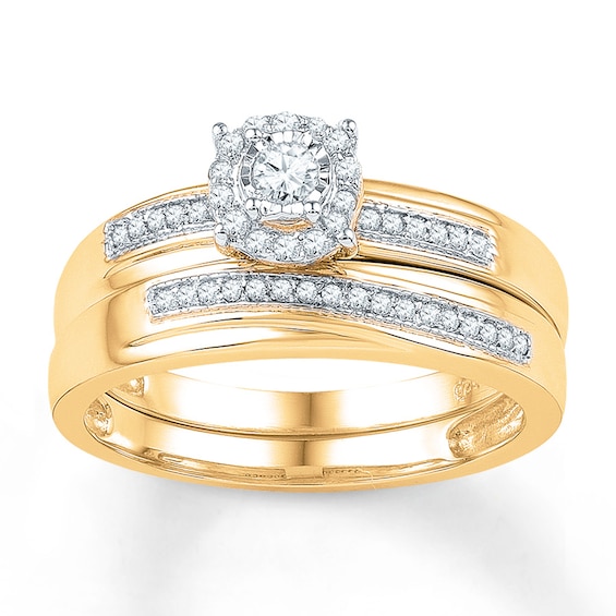 Diamond Bridal Set 1/5 ct tw Diamonds 10K Yellow Gold | Kay