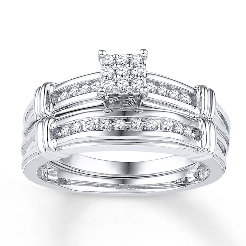 Diamond Bridal Set 1/5 ct tw Round-cut 10K White Gold