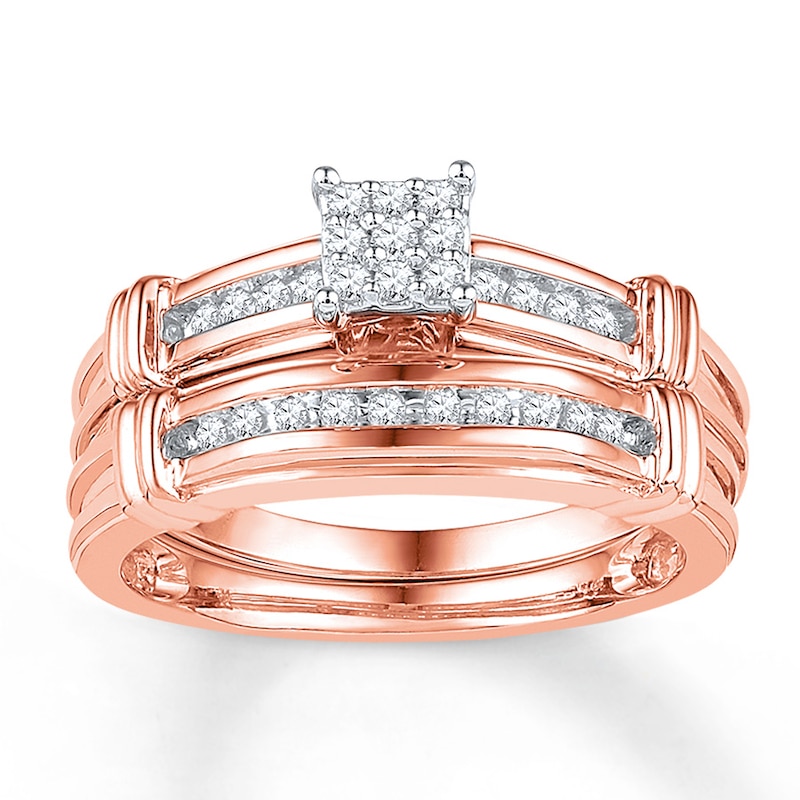 Main Image 1 of Now + Forever Diamond Bridal Set 1/5 ct tw Round-cut 10K Rose Gold