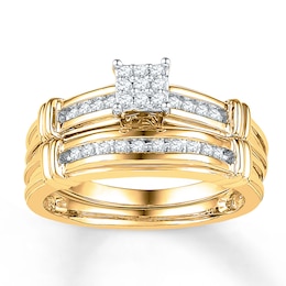 Now + Forever Diamond Bridal Set 1/5 ct tw Round-cut 10K Yellow Gold