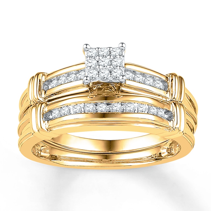 Main Image 1 of Now + Forever Diamond Bridal Set 1/5 ct tw Round-cut 10K Yellow Gold