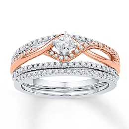 Now + Forever Diamond Bridal Set 1/2 ct tw Round-cut 10K Two-Tone Gold