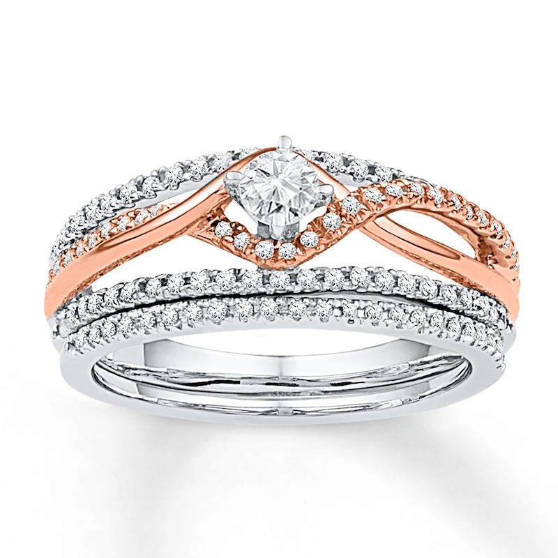 Main Image 1 of Now + Forever Diamond Bridal Set 1/2 ct tw Round-cut 10K Two-Tone Gold