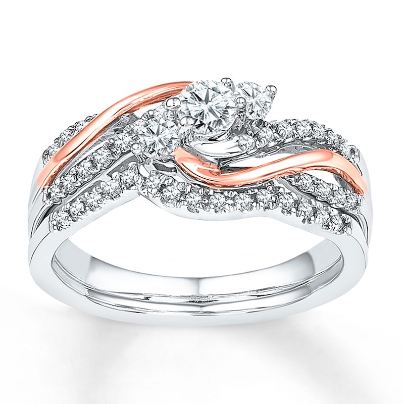 Main Image 1 of Now + Forever Diamond Bridal Set 1/2 ct tw Round-cut 10K Two-Tone Gold