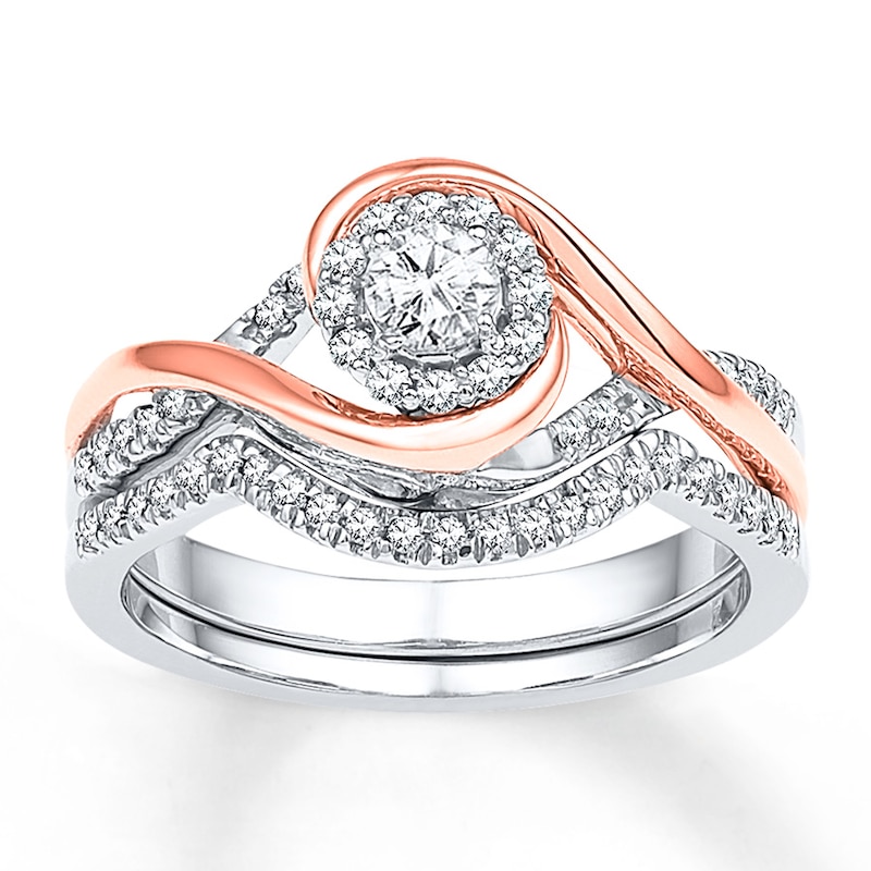Main Image 1 of Now + Forever Diamond Bridal Set 1/3 ct tw Round-cut 10K Two-Tone Gold
