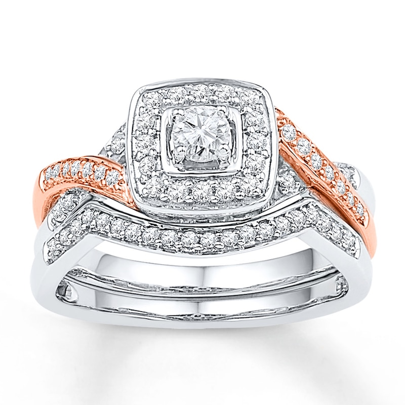 Main Image 1 of Now + Forever Diamond Bridal Set 1/2 ct tw Round-cut 10K Two-Tone Gold