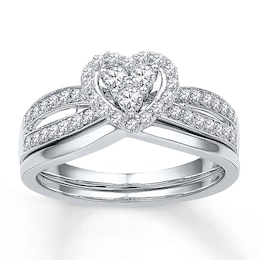 Now + Forever Heart Bridal Set 1/2 ct tw Diamonds 10K White Gold