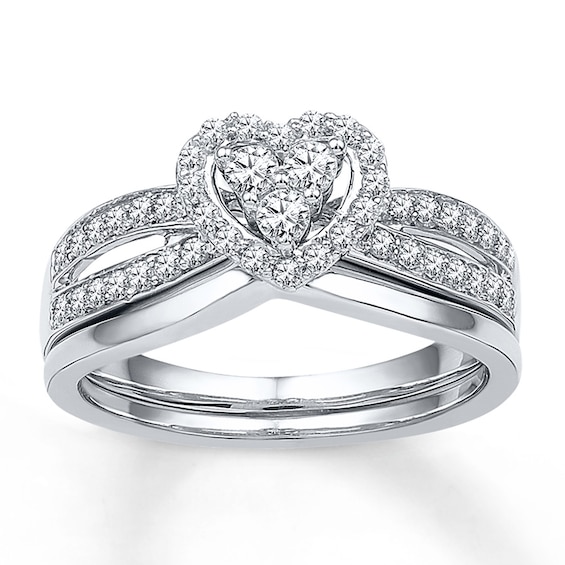 Heart Bridal Set 1/2 ct tw Diamonds 10K White Gold | Kay