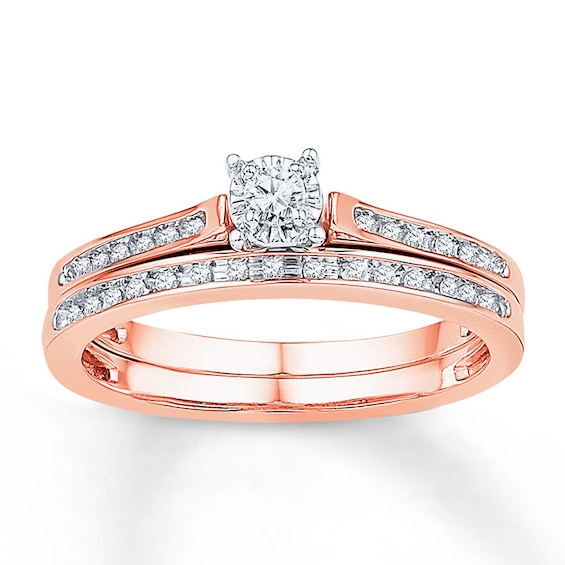 Now + Forever Round-Cut Diamond Bridal Set 1/8 ct tw 10K Rose Gold