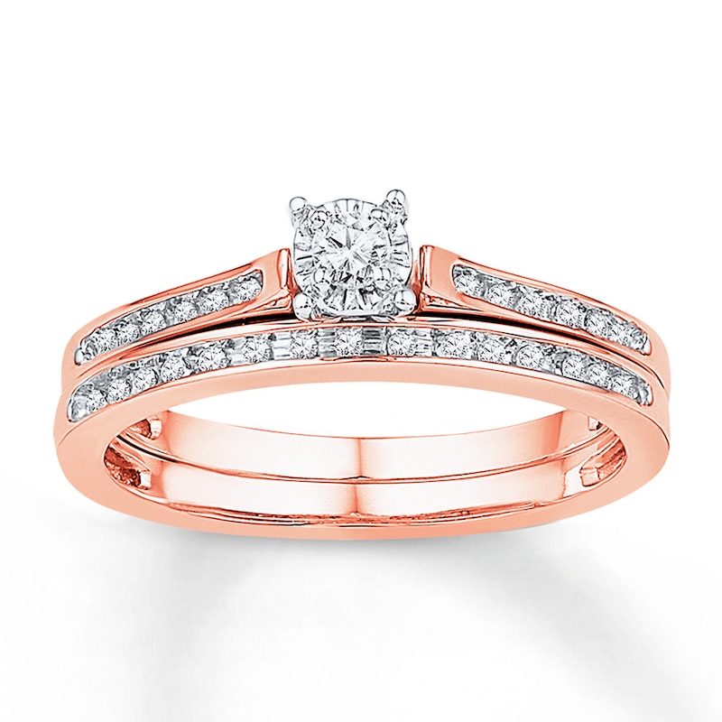 Main Image 1 of Now + Forever Diamond Bridal Set 1/8 ct tw Round-cut 10K Rose Gold