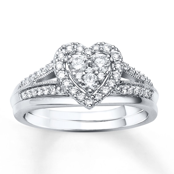 Diamond Bridal Set 1/2 ct tw Round-cut 10K White Gold | Kay