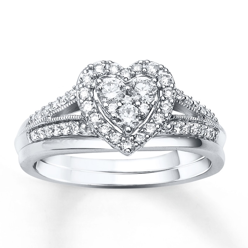 Main Image 1 of Now + Forever Diamond Bridal Set 1/2 ct tw Round-cut 10K White Gold
