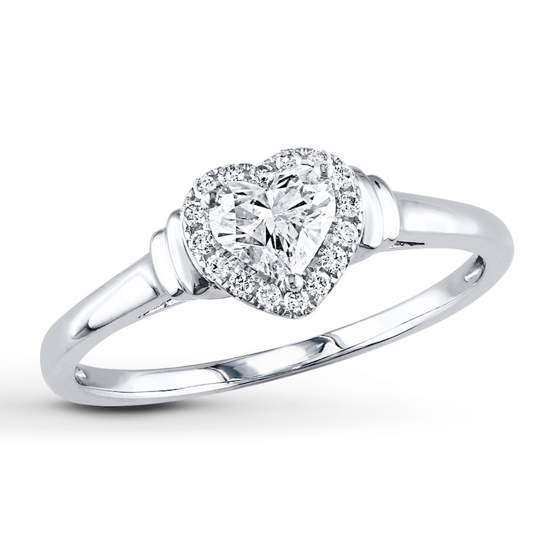 Diamond Engagement Ring 1/2 ct tw Heart-Shaped 14K White Gold