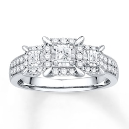 Memories Moments Magic Three-Stone Ring 1/2 ct tw Diamonds 14K White Gold