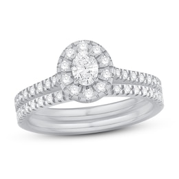 Now + Forever Diamond Bridal Set 5/8 ct tw Oval-cut 14K White Gold