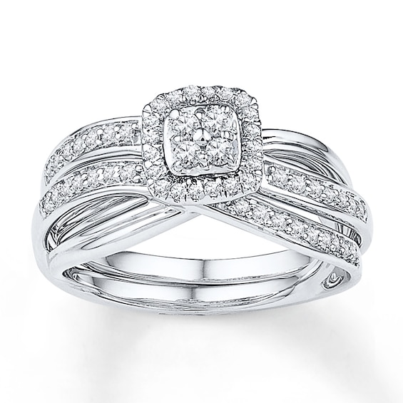 Now + Forever Diamond Bridal Set 3/8 ct tw Round-cut 10K White Gold