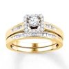 Thumbnail Image 0 of Diamond Bridal Set 3/8 ct tw Baguette & Round 10K Yellow Gold