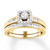 Thumbnail Image 1 of Now + Forever Diamond Bridal Set 3/8 ct tw Baguette & Round 10K Yellow Gold