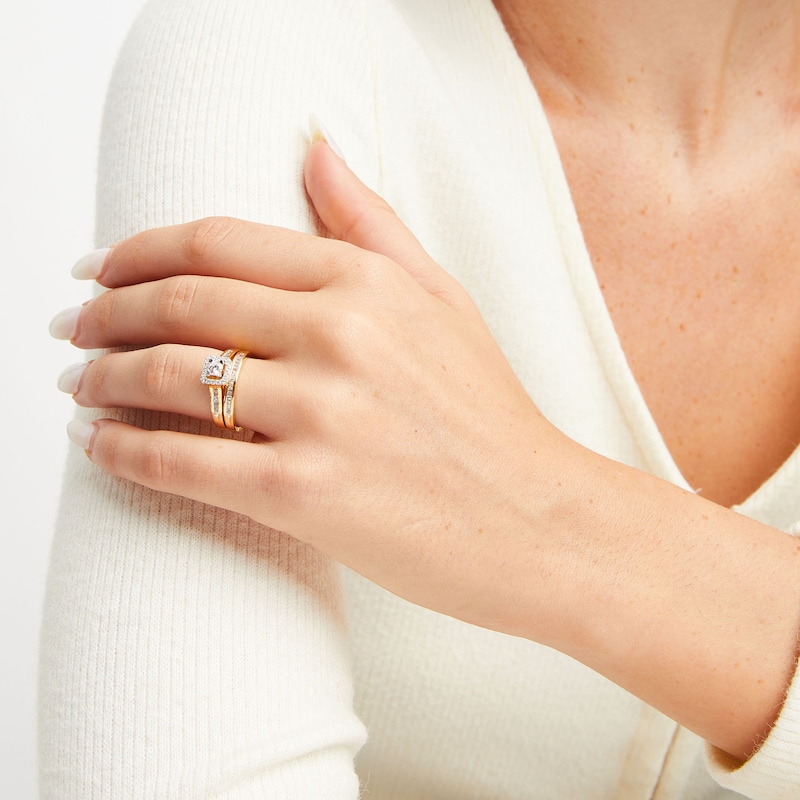 Main Image 2 of Now + Forever Diamond Bridal Set 3/8 ct tw Baguette & Round 10K Yellow Gold