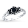 Thumbnail Image 0 of Black Diamond Engagement Ring 1 ct tw Round-cut 10K White Gold