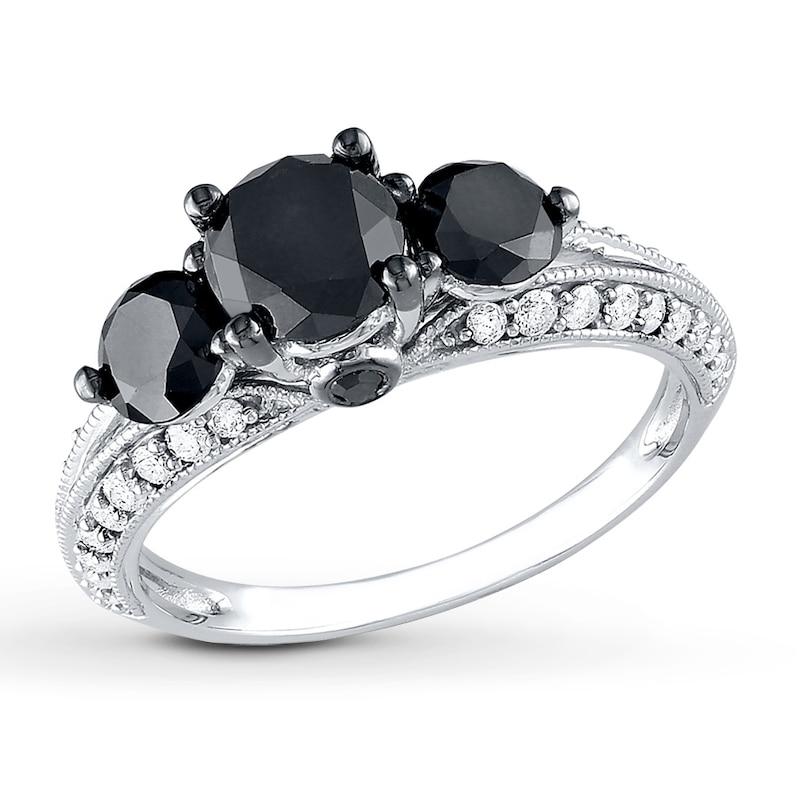 Black Diamond Engagement Ring 2 ct tw 10K White Gold