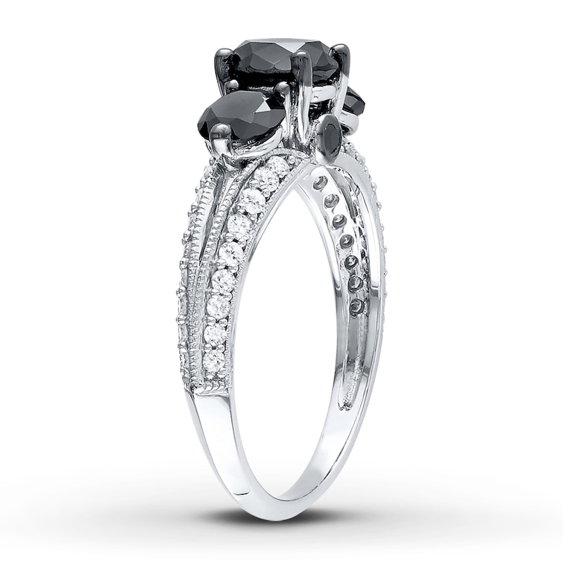 Main Image 3 of Memories Moments Magic Black Diamond Engagement Ring 2 ct tw 10K White Gold