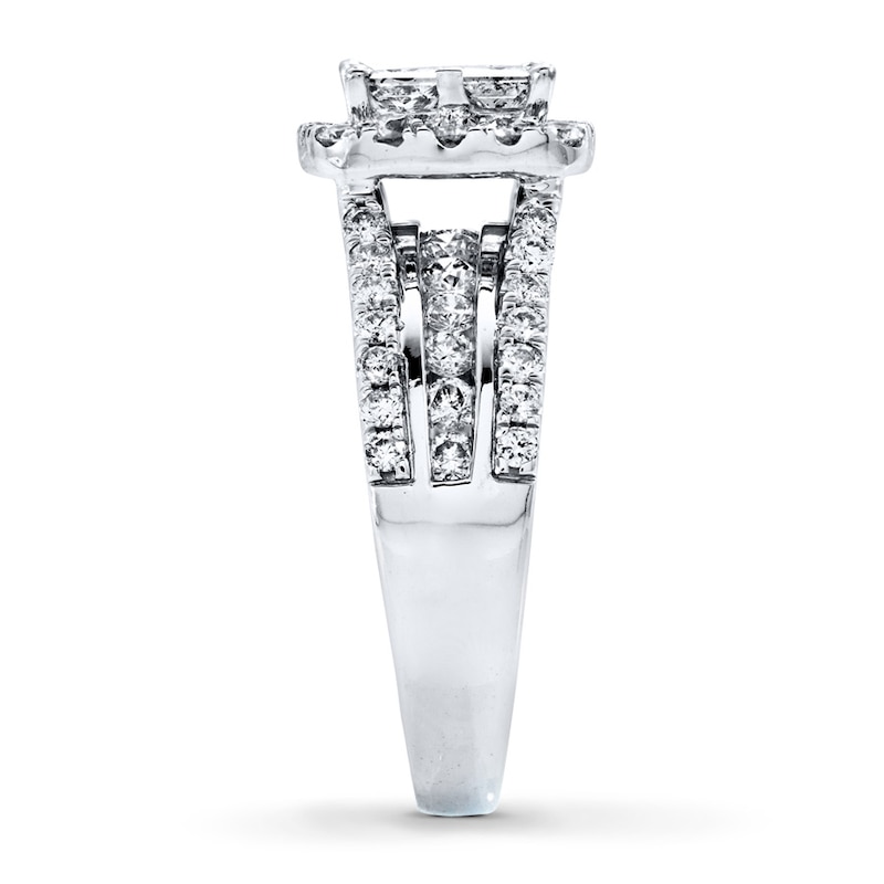 Diamond Engagement Ring 2 ct tw Princess & Round 14K White Gold