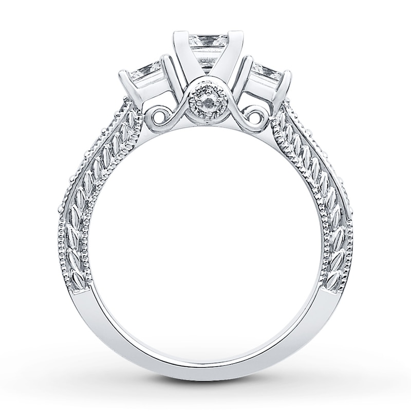 Main Image 2 of Memories Moments Magic 3-Stone Diamond Ring 1 ct tw Princess-cut 14K White Gold