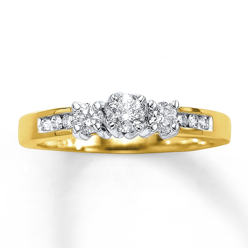 Three-Stone Diamond Ring 1/2 ct tw Round-cut 14K Yellow Gold