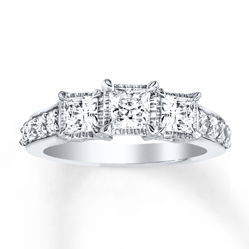 14K White Gold Ring w/ 3 Round Diamonds 001-130-00476, Bluestone Jewelry