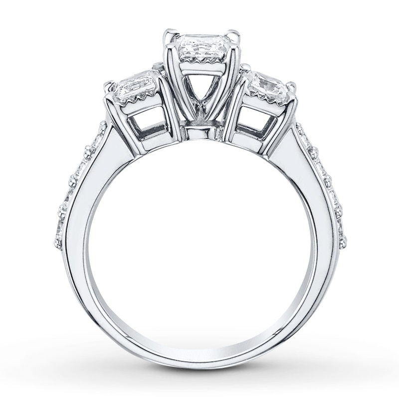 Main Image 2 of Memories Moments Magic 3-Stone Diamond Ring 1 ct tw Princess-cut 14K White Gold