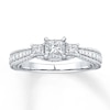 Thumbnail Image 1 of Memories Moments Magic 3-Stone Diamond Ring 1/2 ct tw Princess-cut 14K White Gold