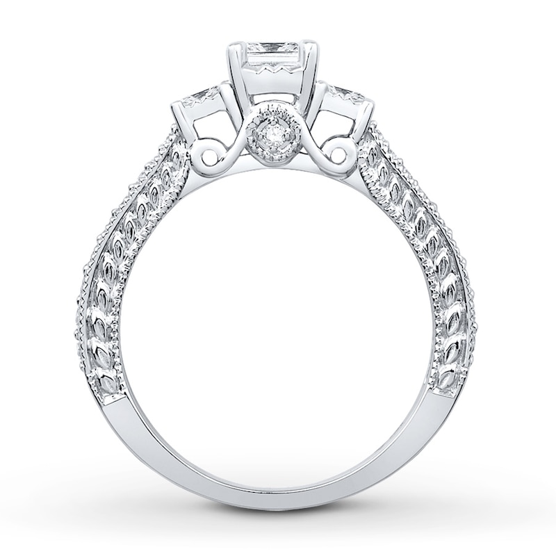 Main Image 2 of Memories Moments Magic 3-Stone Diamond Ring 1/2 ct tw Princess-cut 14K White Gold