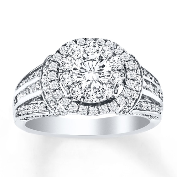 Now + Forever Diamond Engagement Ring 1-1/2 ct tw Round-cut 14K White Gold